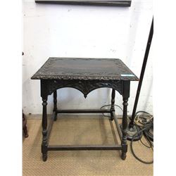 Late Victorian Carved Oak Accent Table