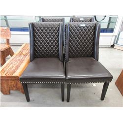 2 New Brown Side Chairs with Nail Head Detail