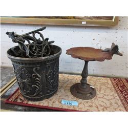 Cast Metal Christmas Tree Stand & Mini Bird Bath