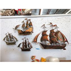 4 Vintage Metal Wall Art Ships