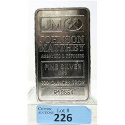 100 Oz Pressed Johnson Matthey .999 Silver Bar