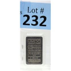 5 Gram Johnson Matthey .999 Silver Bar