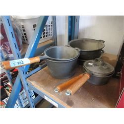 5 Assorted Cast Metal Pots & Pans