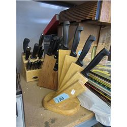 3 Knife Blocks with Knives