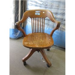 Oak Office Chair on Casters