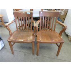 2 Vintage Oak Arm Chairs