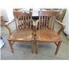 Image 1 : 2 Vintage Oak Arm Chairs