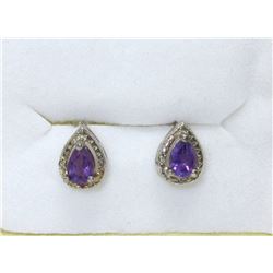 New Amethyst & Diamond Stud Earrings