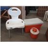 Image 1 : Shower Chair & Vintage Cooler and Thermos Jug