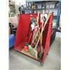 Image 1 : Rolling Industrial Red Metal Cart with Tools