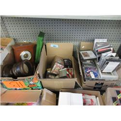 3 Boxes of CDs, DVDs, Clock, Glass Ware & More