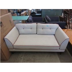 New Ivory Fabric Loveseat  w/ Contrasting Piping