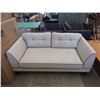 Image 1 : New Ivory Fabric Loveseat  w/ Contrasting Piping