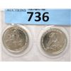 Image 1 : Two 1/2 Oz. .999 Fine Silver Pan American Rounds