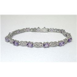 Amethyst & Diamond Infinity Design Tennis Bracelet
