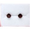 Image 1 : New 14 KT White Gold Garnet Stud Earrings