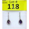 Image 1 : New Amethyst & Diamond Dangle Earrings