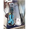 Image 1 : New Blue Violin with Bow, Case and Rosin