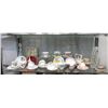 Image 1 : Shelf Lot of Teacups, Crystal Decanters & More