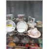 Image 4 : Shelf Lot of Teacups, Crystal Decanters & More