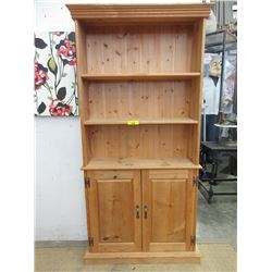 Pine Bookshelf with 2 Door Storage in Base