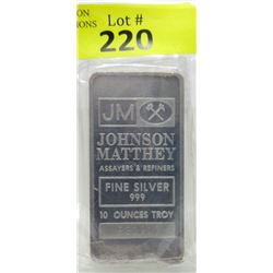 10 Oz Johnson Matthey .999 Silver Bar