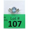 Image 2 : Blue Topaz & Diamond Sterling Silver Dinner Ring
