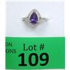 Image 2 : Amethyst & Diamond Sterling Silver Dinner Ring