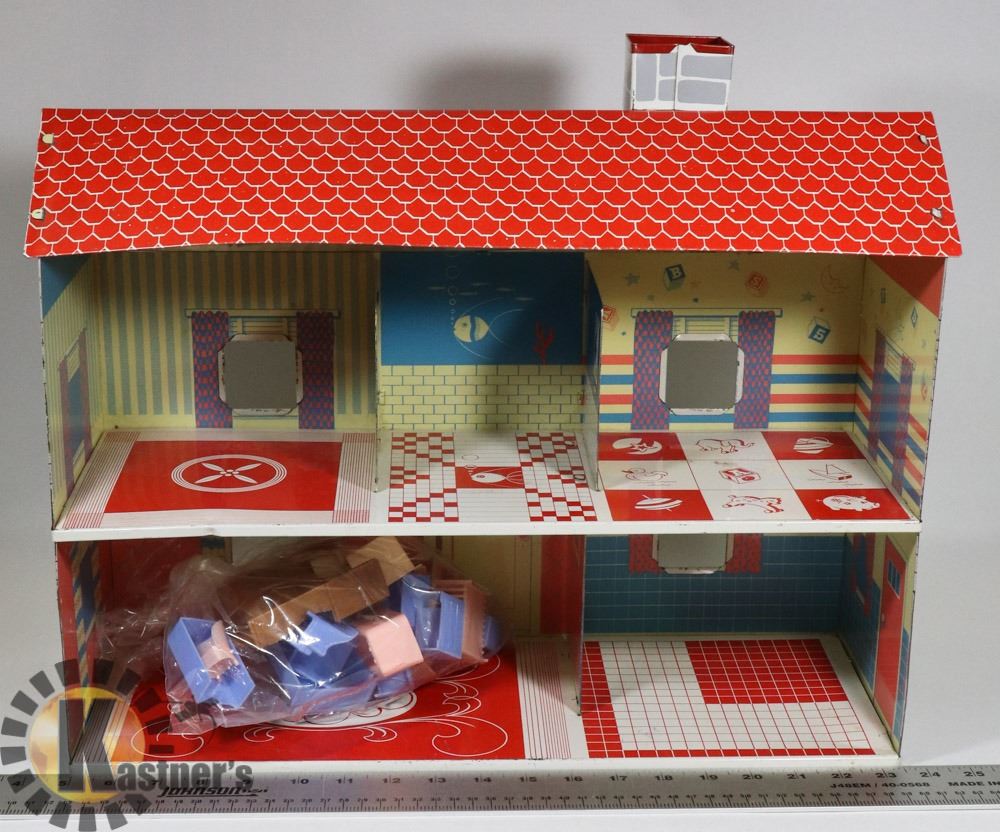 1950S TIN DOLLHOUSE WITH FURNITURE. Kastner Auctions