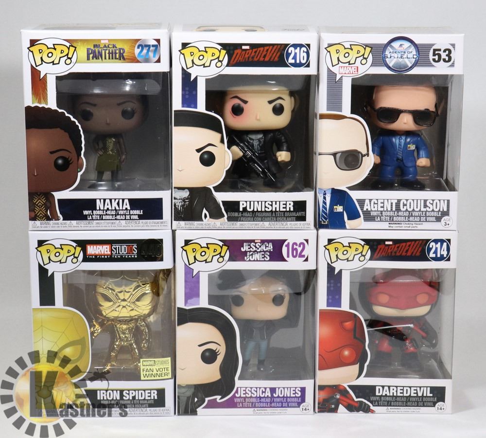 LOT OF 6 ASSORTED FUNKO POP VINYL FIGURES.