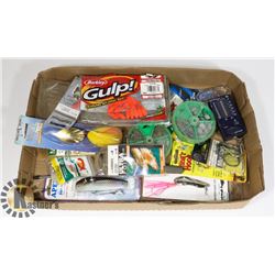 LARGE FLAT OF FISHING TACKLE  NEW & USED