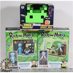LOT OF 2 RICK AND MORTY PACKS AND SPACE INVADERS