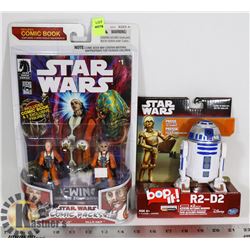 LOT OF STAR WARS COLLECTIBLES INCL COMIC PACKS AND
