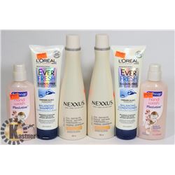 BAG WITH SHAMPOO, CONDITIONER, HANDWASH.