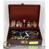 Image 1 : JEWELRY BOX WITH MOSTLY COSTUME JEWELRY AND