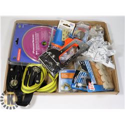 FLAT OF ASSORTED INDUSTRIAL ITEMS INCL STAPLER,
