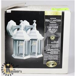 WHITE FINISH OUTDOOR WALL LANTERN TWIN PACK