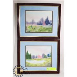 LOT OF 2 WATERCOLOR FRAMED MATTED PAINTINGS.