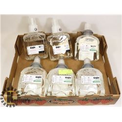 FLAT OF 6 ASSORTED GOJO HANDWASH AND HAND CLEANER