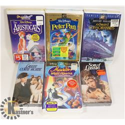 6 SEALED VHS FAMILY MOVIES PLUS 2 SEALED LASSIE