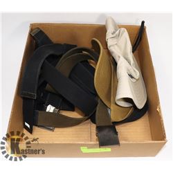 LOT OF EDDIE BAUER BELTS AND HATS