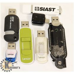 BAG OF USBs INCLUDES 2X 8 GB, 2X 16GB AND