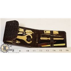ANTIQUE TRAVEL SET 9 PC GENUINE