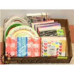 FLAT WITH PAPER PLATES, NAPKINS AND MORE