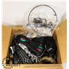 Image 1 : BOX OF COMPUTER & STEREO WIRES, REMOTES AND MORE