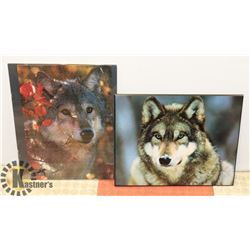 SET OF 2 WOLF PICTURES