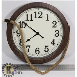 RUSTIC WALL CLOCK WITH ROPE HANGER