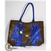 Image 1 : 2-TONE BLUE & BROWN LEATHER PURSE -