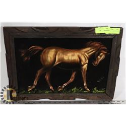VINTAGE VELVET HORSE PAINTING