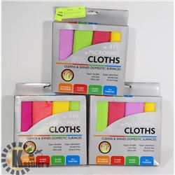 THREE 4 PACKS OF MICROFIBER CLOTHS